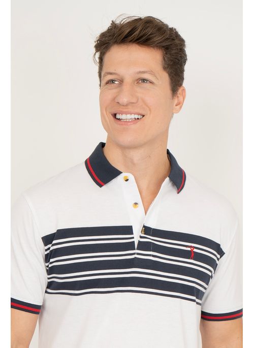 Camisa Polo Aleatory Listrada Hall Branca