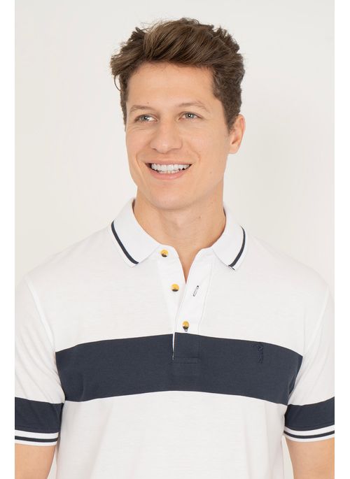 Camisa Polo Aleatory Listrada Pier Branca
