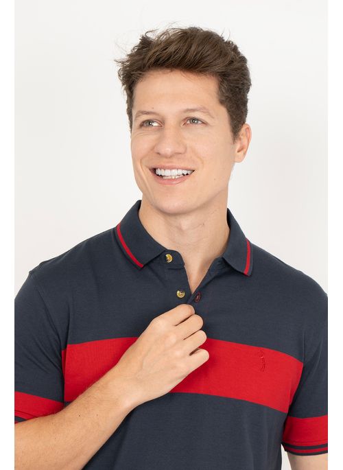 Camisa Polo Aleatory Listrada Pier Vermelha
