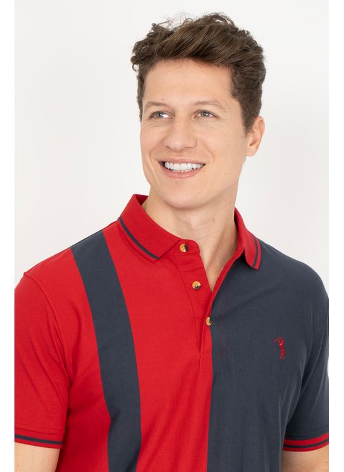 Camisa Polo Aleatory Listrada Defend Vermelha