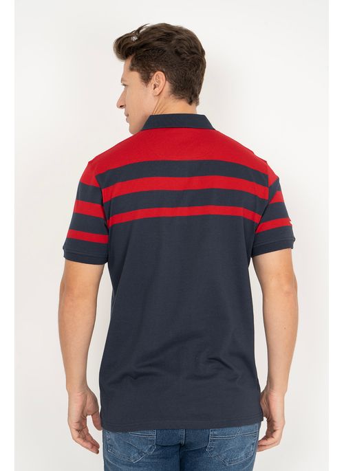 Camisa Polo Aleatory Listrada Burst Vermelha