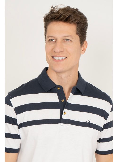 Camisa Polo Aleatory Listrada Burst Branca