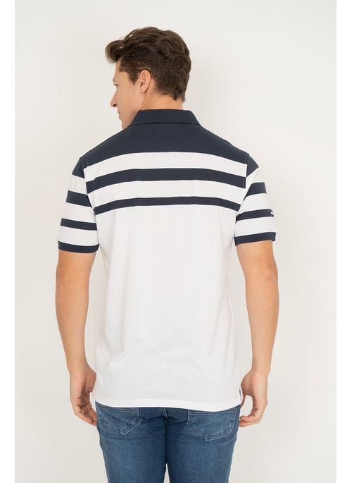 Camisa Polo Aleatory Listrada Burst Branca