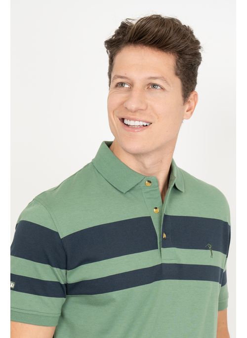 Camisa Polo Aleatory Listrada Essay Verde