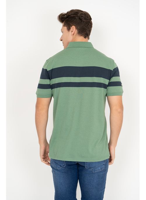 Camisa Polo Aleatory Listrada Essay Verde