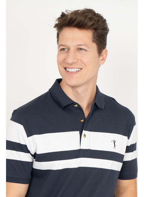 Camisa Polo Aleatory Listrada Essay Marinho