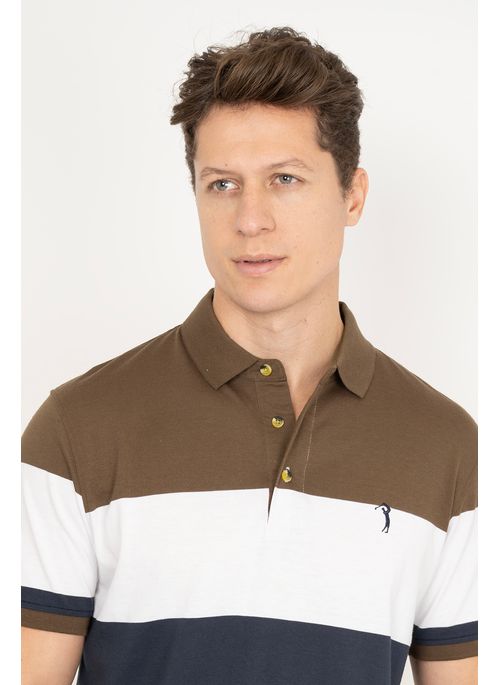 Camisa Polo Aleatory Listrada Coach Marrom