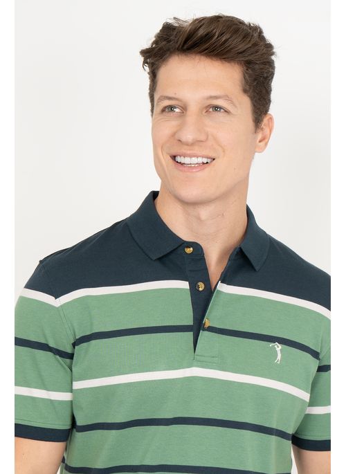 Camisa Polo Aleatory Listrada Proper Verde