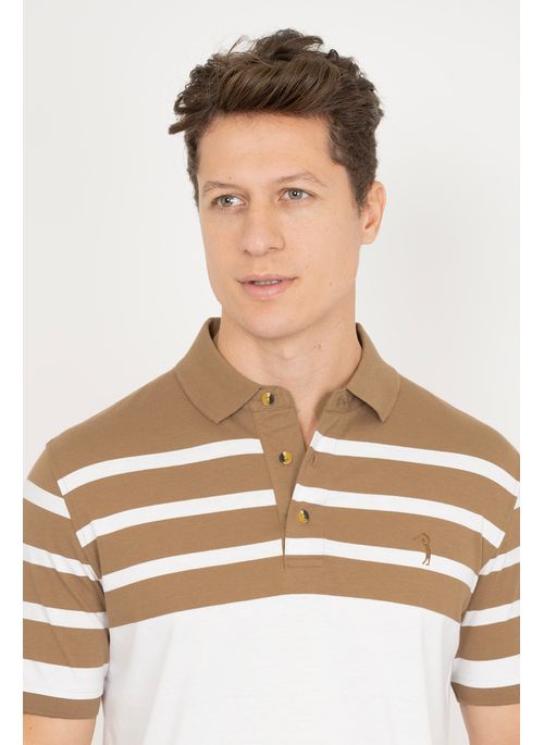 Camisa Polo Aleatory Listrada Endorse Marrom