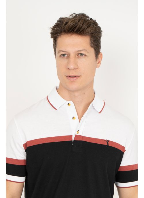 Camisa Polo Aleatory Listrada Charge Branca