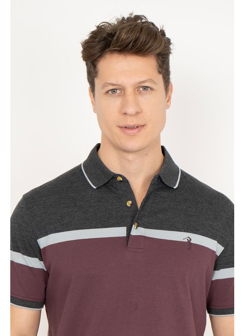 Camisa Polo Aleatory Listrada Charge Roxo