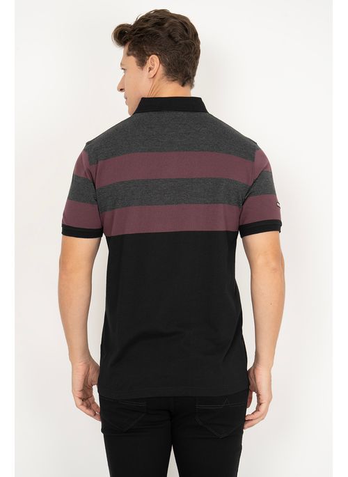 Camisa Polo Aleatory Listrada Relieve Roxo