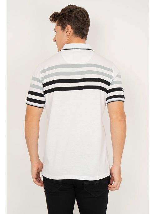 Camisa Polo Aleatory Listrada Deck Branca