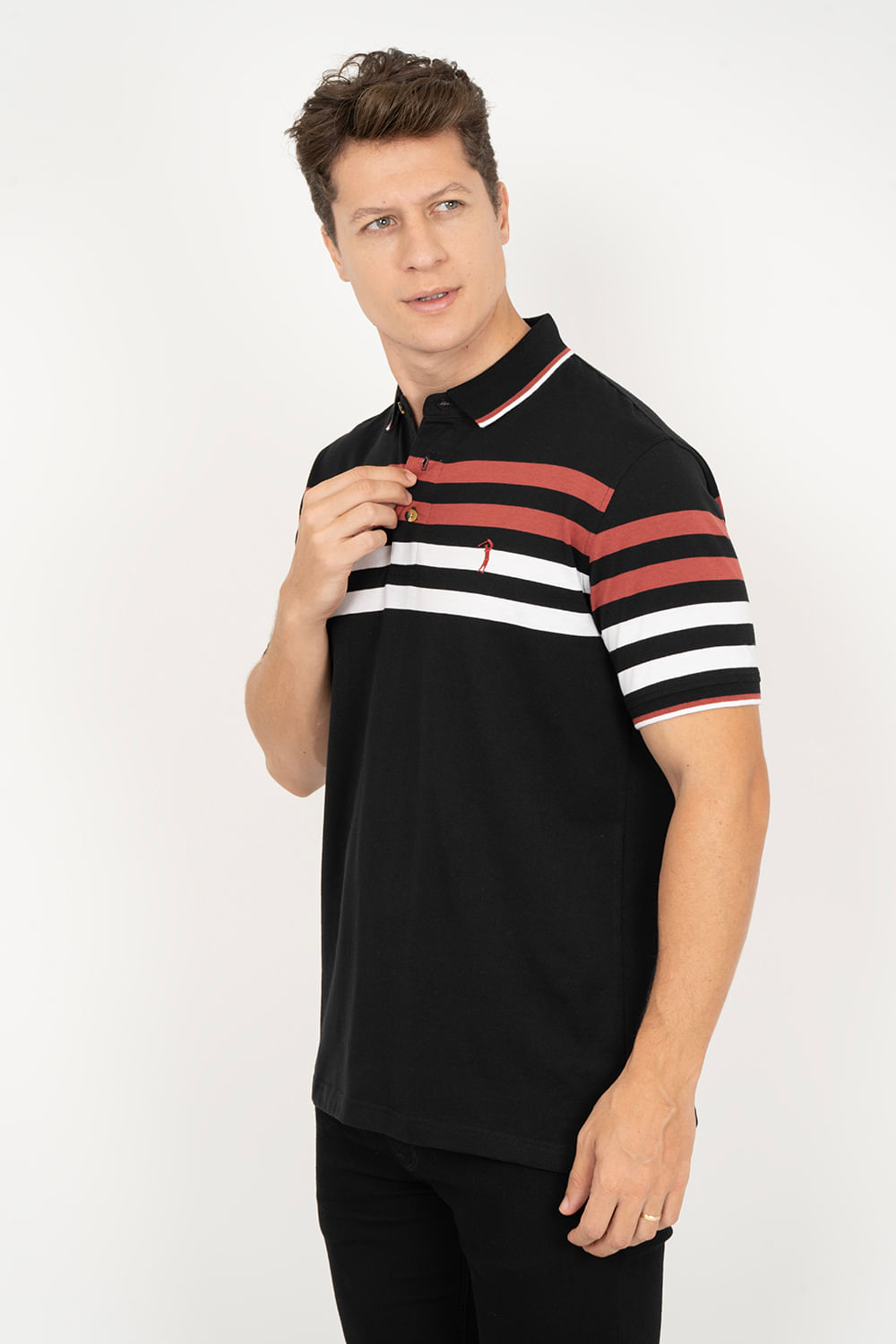 Camisa-Polo-Aleatory-Listrada-Deck-Preto-Preto-P