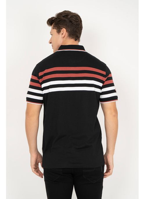 Camisa Polo Aleatory Listrada Deck Preto