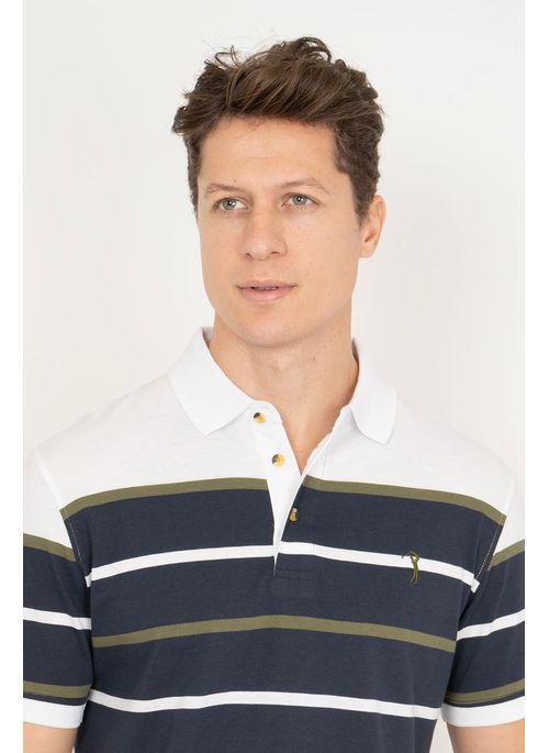 Camisa Polo Aleatory Listrada Proper Branca