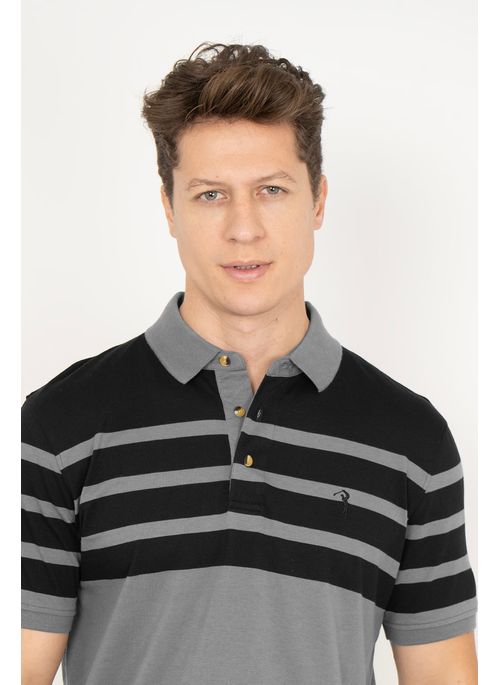 Camisa Polo Aleatory Listrada Endorse Cinza