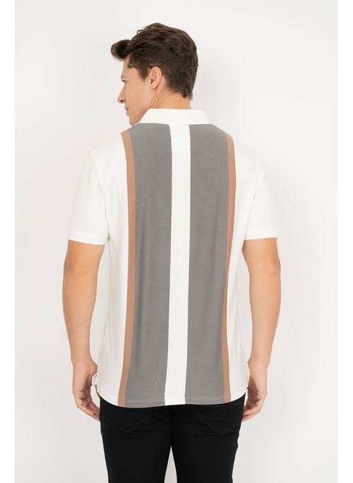 Camisa Polo Listrada Business Cinza