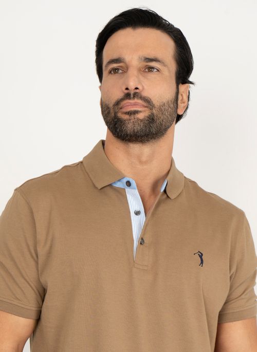 Camisa Polo Aleatory Lisa Pound Bege Escuro