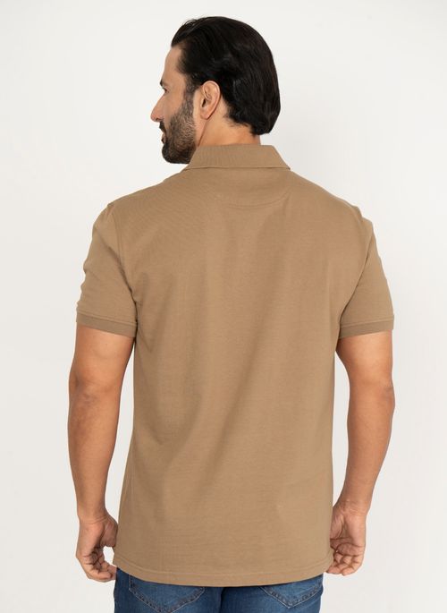 Camisa Polo Aleatory Lisa Pound Bege Escuro