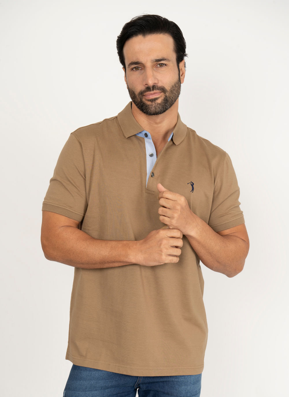 Camisa-Polo-Aleatory-Lisa-Pound-Bege-Escuro-Bege-P