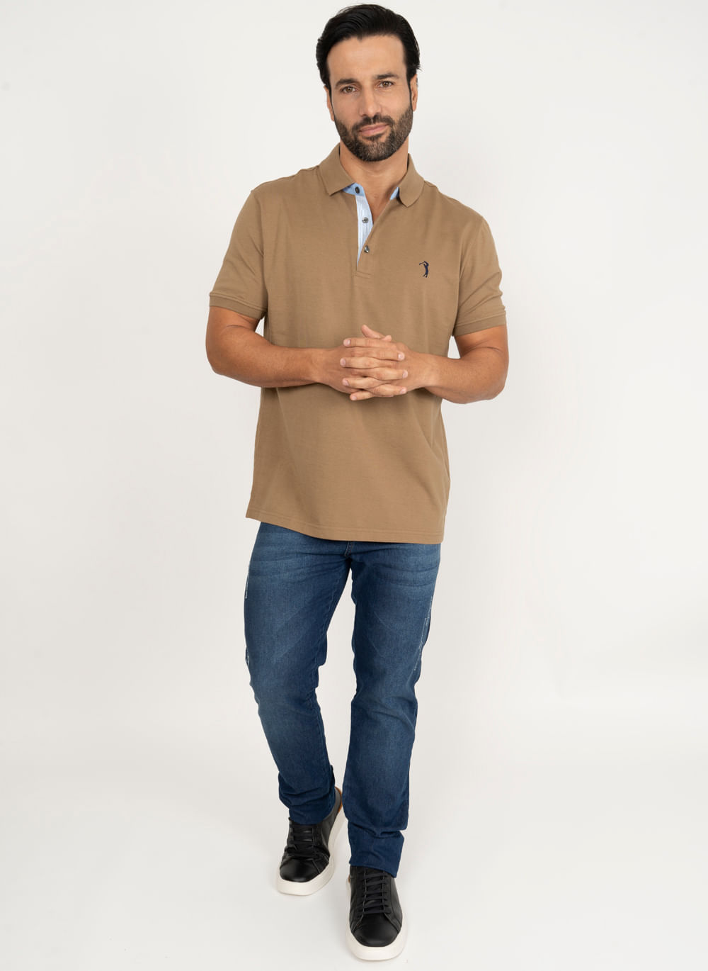 Camisa-Polo-Aleatory-Lisa-Pound-Bege-Escuro-Bege-P