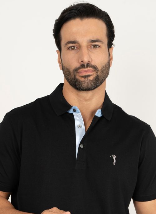 Camisa Polo Aleatory Lisa Pound Preto