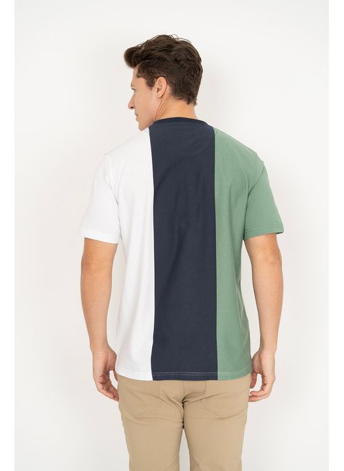 Camiseta Aleatory Listrada Three Marinho