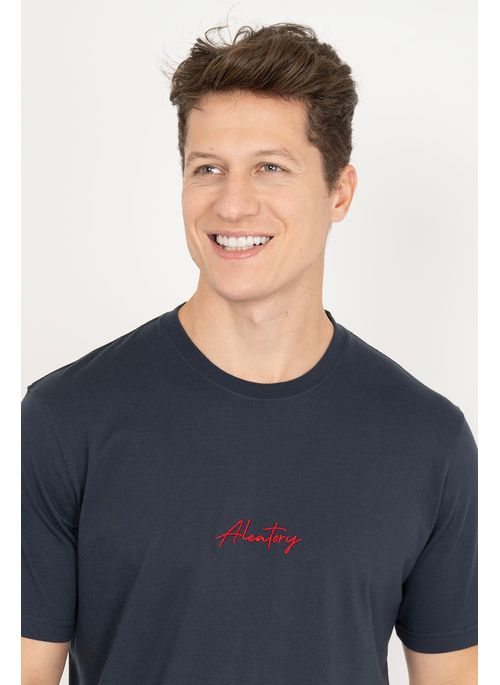 Camiseta Aleatory Listrada Remember Marinho