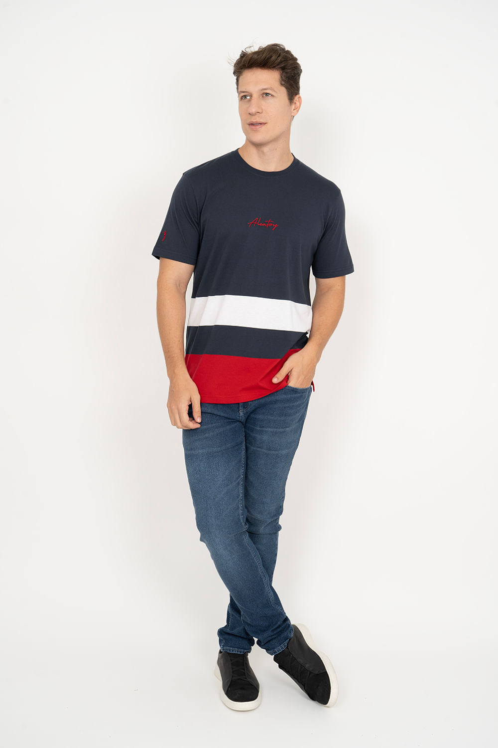 Camiseta-Aleatory-Listrada-Remember-Marinho-Azul-Marinho-P