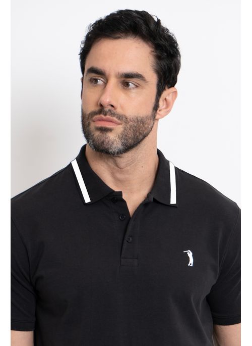 Camisa Polo Masculina Aleatory Cypress Preta