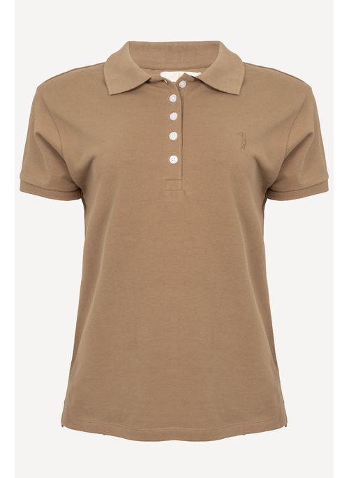 Camisa Polo Aleatory Feminina Lisa Bege Escuro