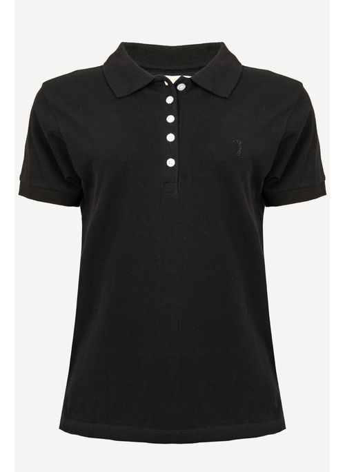 Camisa Polo Aleatory Feminina Lisa Preta