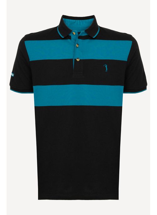 Camisa Polo Aleatory Listrada Cane Azul