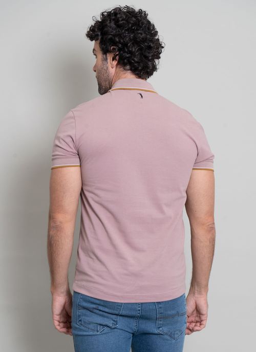 Polo Aleatory Signature com Zíper Rosa Claro