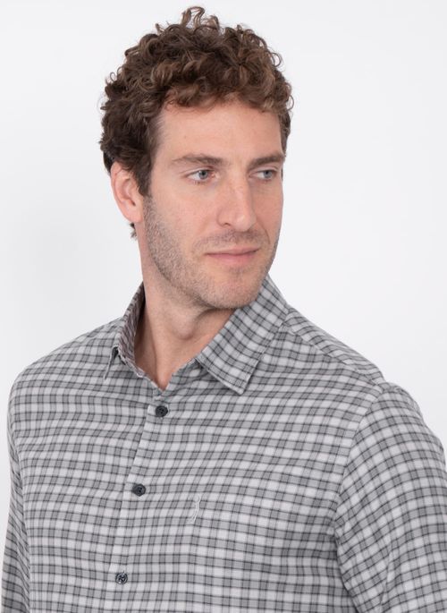 Camisa Xadrez Aleatory Norman Cinza