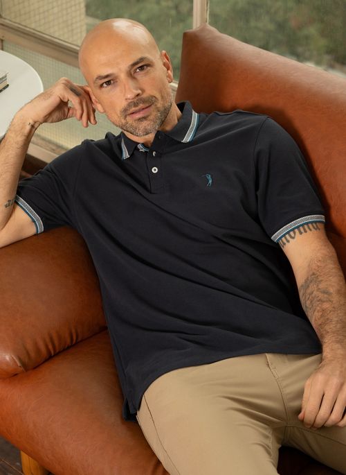 Camisa Polo Aleatory Lisa Royalty Azul Marinho