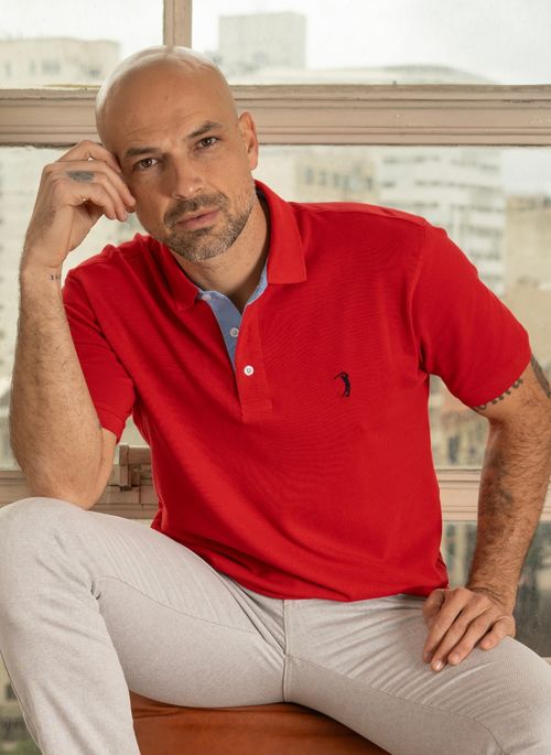 Camisa Polo Vermelha Lisa Aleatory