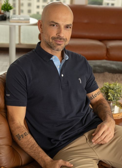 Camisa Polo Azul Marinho Lisa Aleatory