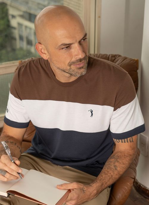 Camiseta Aleatory Listrada Theme Marrom