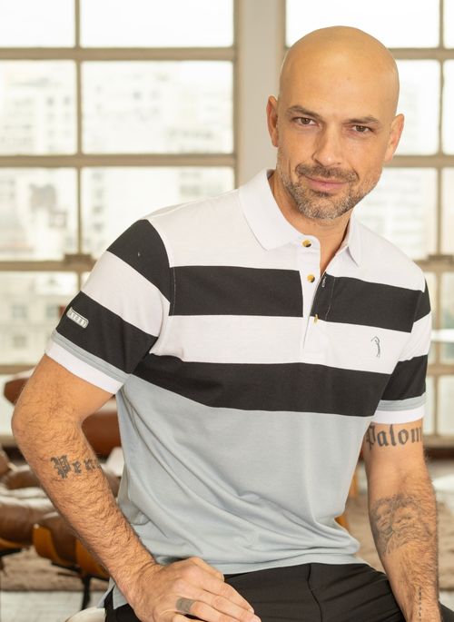 Camiseta Aleatory Listrada Conduct Branca
