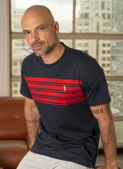 Camiseta Aleatory Listrada Shelf Marinho