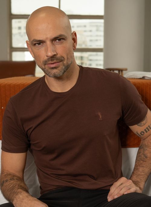 Camiseta Aleatory Lisa Pima Touch Coffee