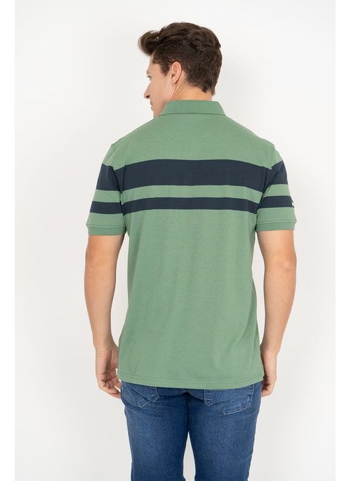 Camisa Polo Aleatory Listrada Essay Verde