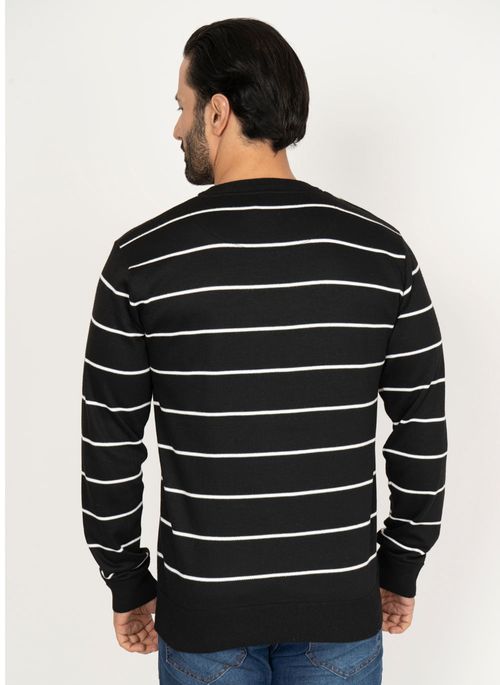 Suéter Aleatory Listrado Diligent Preto