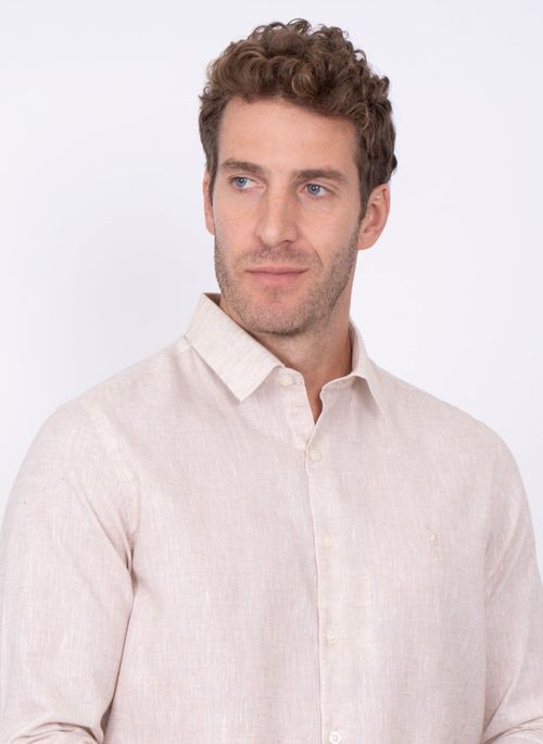 Camisa Aleatory Manga Longa Linen Bege