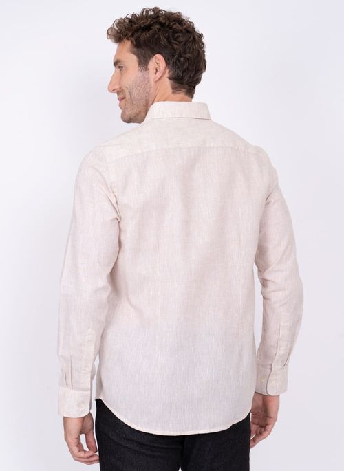 Camisa Aleatory Manga Longa Linen Bege