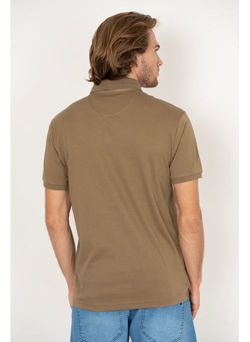 Camisa Polo Aleatory Lisa Algodão Pima Bege Escuro