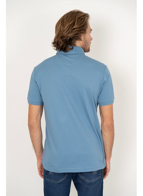 Camisa Polo Aleatory Lisa Algodão Pima Azul