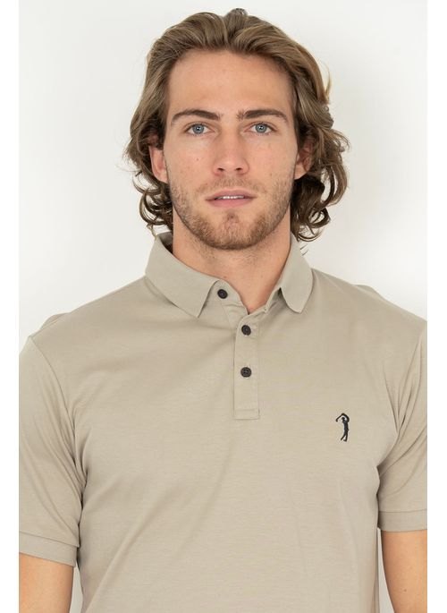 Camisa Polo Aleatory Lisa Algodão Pima Bege